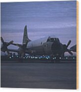 P-3b On The Flight Line Wood Print