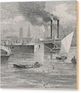 Paddle-steamers And Small  Sailing Wood Print