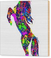 Paint Splatter Stallion Wood Print