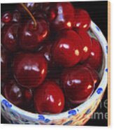 Painterly Bowl Of Cherries Wood Print