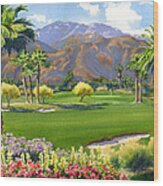 Palm Springs Golf Course With Mt San Jacinto Wood Print