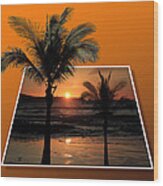 Palm Trees At Sunset Wood Print