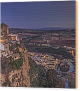 Panorama From Balcon De La Pena  Arcos De La Frontera Cadiz Spain Wood Print