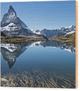 Panorama Of Beautiful Matterhorn And Wood Print