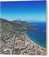 Panorama Of Cefalu Wood Print