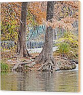 Panorama Of Guadalupe River In Hunt Texas Hill Country Wood Print
