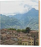Panoramic View Barga And Apennines Italy Wood Print