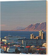 Panoramic View Over Reykjavik Wood Print