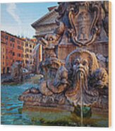 Pantheon Fountain Wood Print