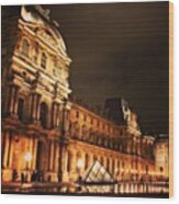 #paris #france #louvre #night Wood Print