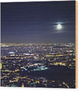 Paris Moonrise Wood Print