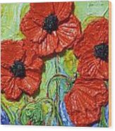 Paris' Poppies In Red Wood Print