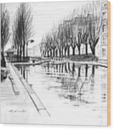 Paris Winter Canal Wood Print