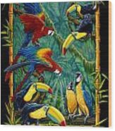 Parrots Black Wood Print