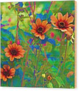 Pastel Flowers Wood Print