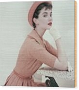 Patsy Shalley In An Orange Tweed Dress Wood Print