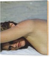 Patti Hansen Topless On A Beach Wood Print