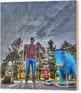 Paul Bunyan And Babe The Blue Ox In Bemidji Wood Print