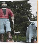 Paul Bunyan And His Blue Ox In Klamath Wood Print