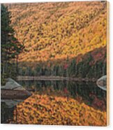 Peak Fall Foliage On Beaver Pond Wood Print