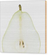 Pear Slice, Isolated On White Wood Print
