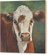 Pearl Iv Cow Painting Wood Print