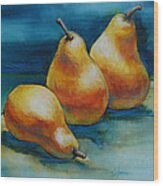 Pears Of Three Wood Print