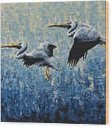 Pelicans Wood Print