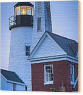 Pemaquid Point Light Aglow Wood Print