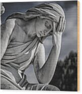 Pensive Angel At Heredia Cemetery Wood Print