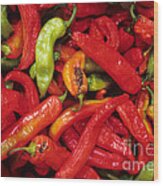 Peppers At Street Market Wood Print