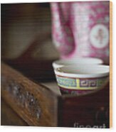 Peranakan Tea Set Wood Print