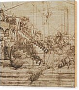 Perspective Study For The Background Of The Adoration Of The Magi Wood Print