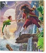 Peter Pan And Captain Hook Wood Print