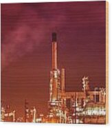 Petrochemical Oil Refinery Plant Wood Print