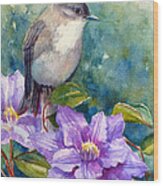 Phoebe And Clematis Wood Print