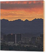 Phoenix Skyline At Sunset Wood Print