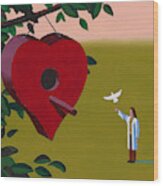 Physician Releasing Dove Wood Print