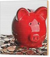 Pig Money And Savings Wood Print