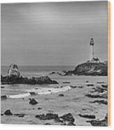 Pigeon Point - Black And White Wood Print