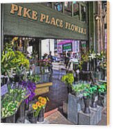 Pike Place Flowers Wood Print