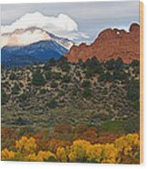 Pikes Peak Fall Pano Wood Print