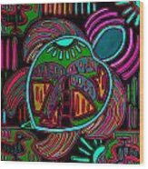 Pink And Green Turtle Palm Mola Wood Print