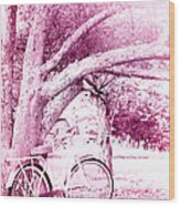 Pink Bicycle Wood Print