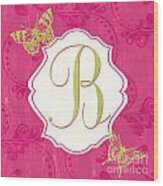 Pink Butterfly Monogram Wood Print