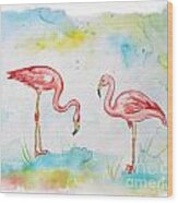 Pink Flamingo-a Wood Print