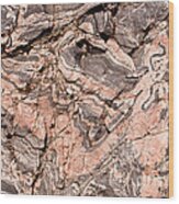 Pink Gneiss Rock Wood Print