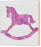 Pink Rocking Horse Wood Print