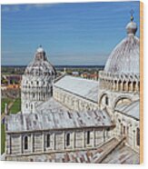 Pisa Duomo And Baptistry At Midday Wood Print