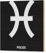 Pisces Zodiac Sign White And Black Wood Print